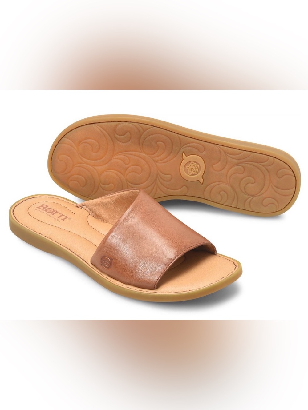 NWOB! BORN Izabel Slide Sandal, 7, LUGGAGE